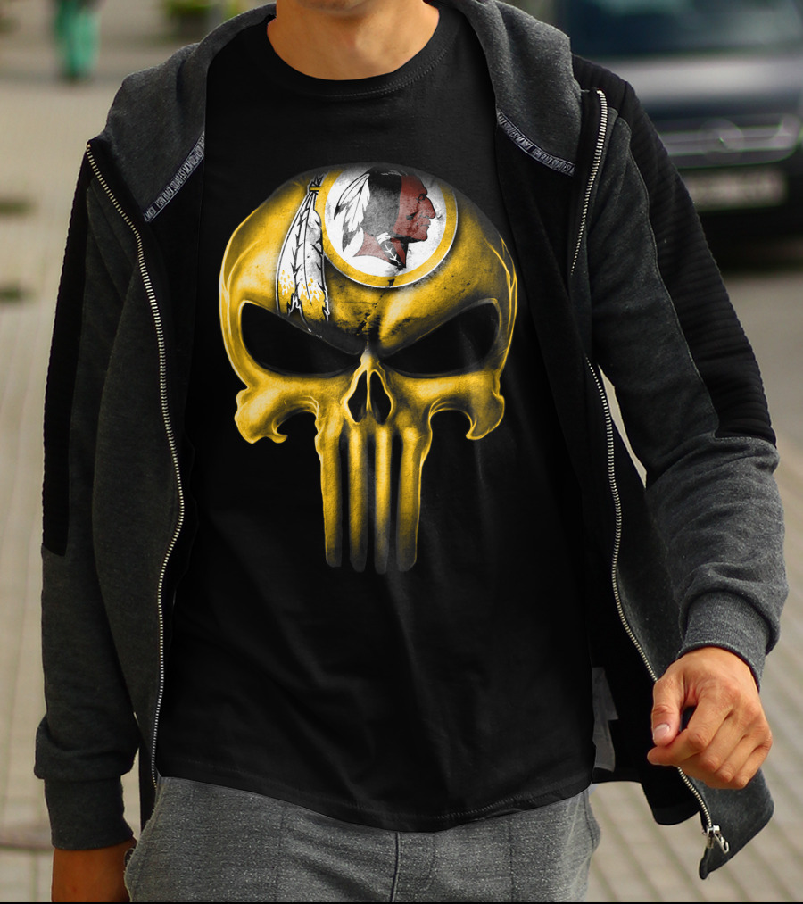 Skull Washington Redskins Logo Iconic Yellow T-Shirt