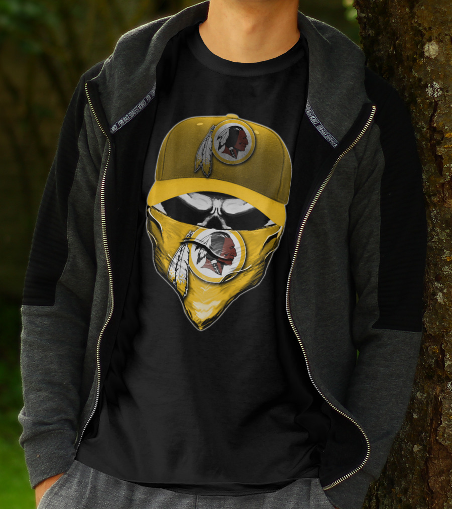 Skull V6 Washington Redskins Logo Bandana And Cap T-Shirt