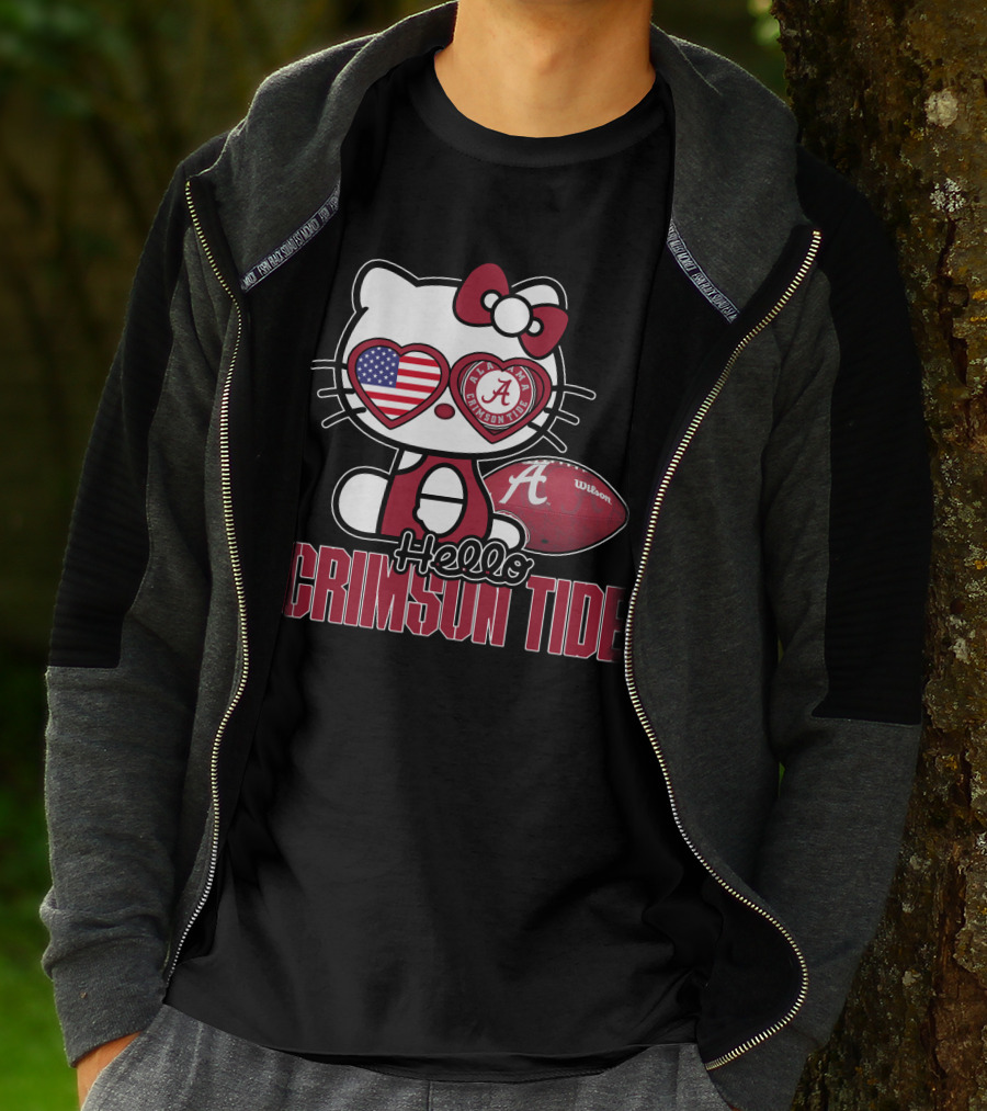 Hello Kitty Alabama Crimson Tide Football Usa Flag T-Shirt