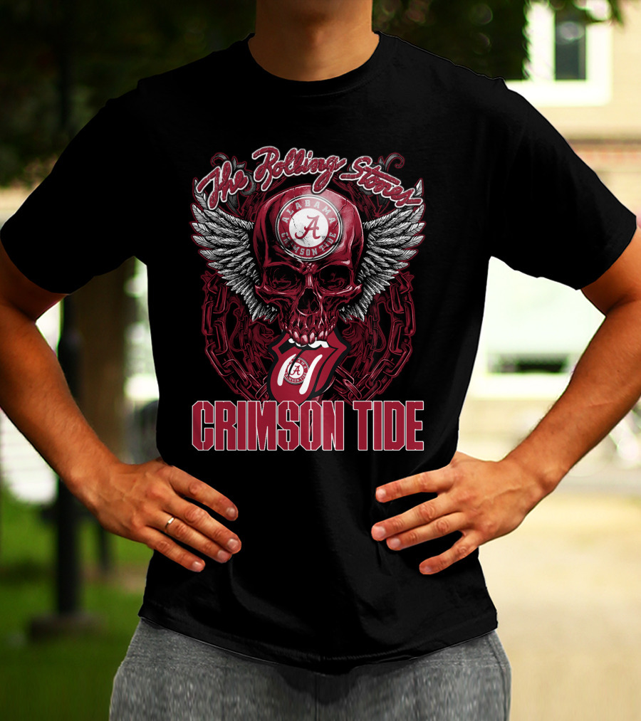 The Rolling Stones Alabama Crimson Tide Skull With Wings And Tongue T-Shirt