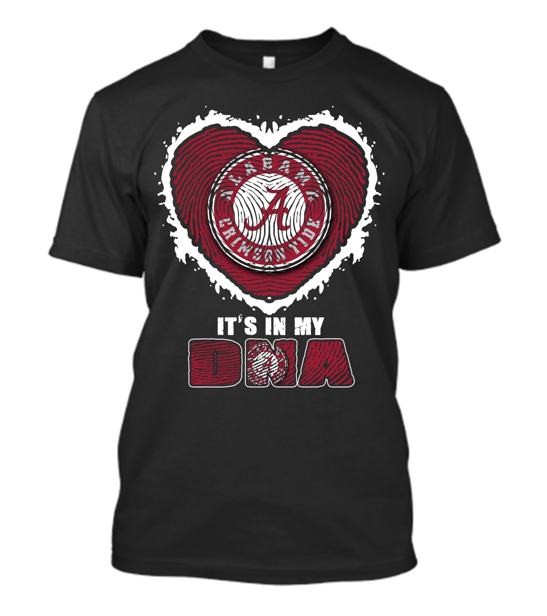 Alabama Crimson Tide It's In My Dna Heart Fingerprint T-Shirt