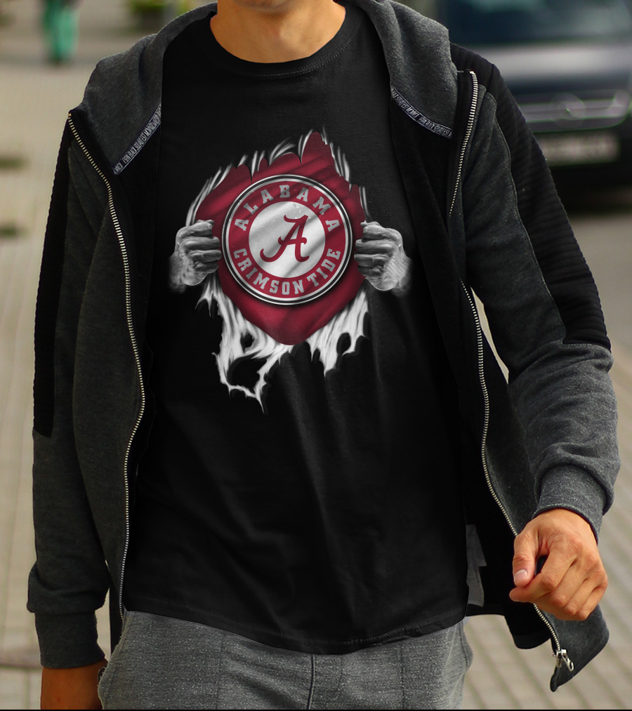 Alabama Crimson Tide Torn Logo With Hands T-Shirt