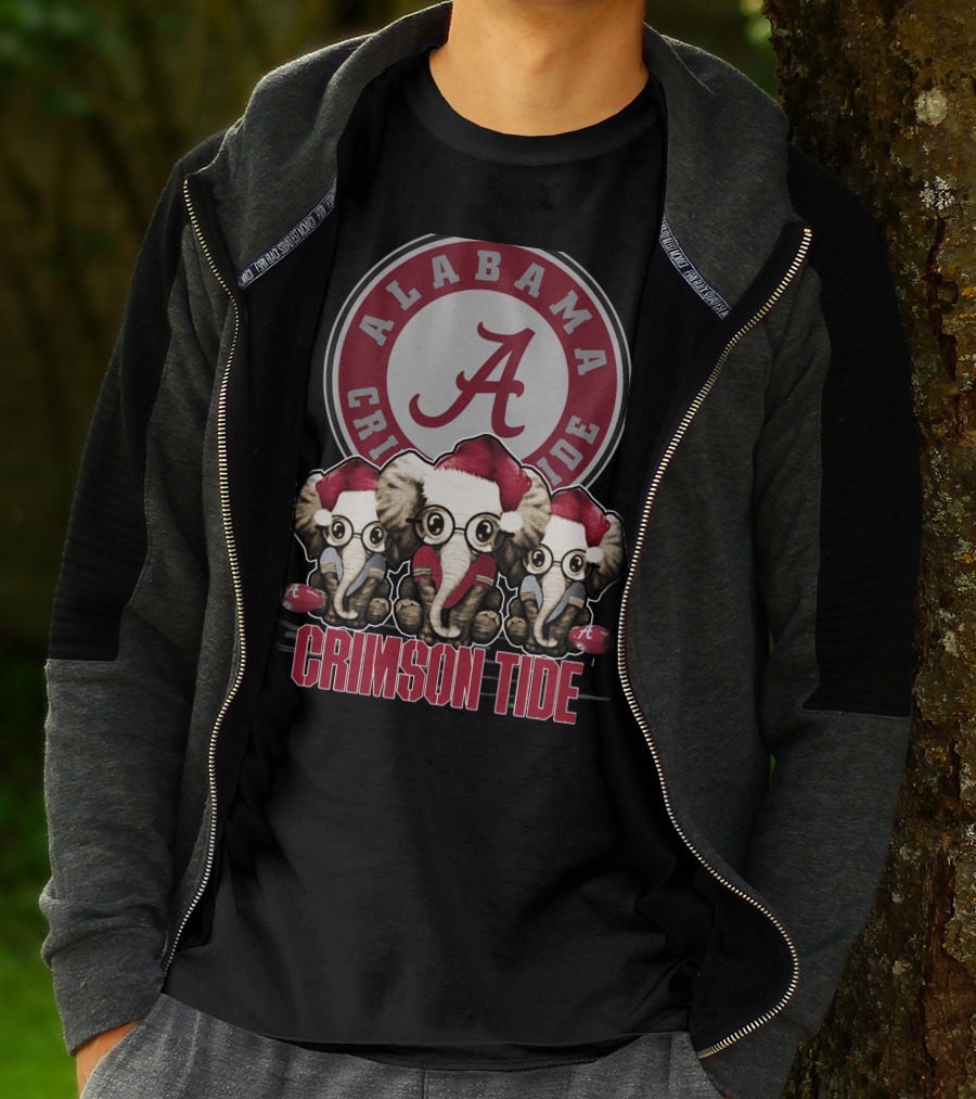 Alabama Crimson Tide Elephant Xmas Holiday Fans T-Shirt