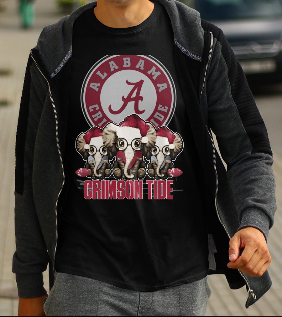 Alabama Crimson Tide Elephant Xmas Holiday Fans T-Shirt