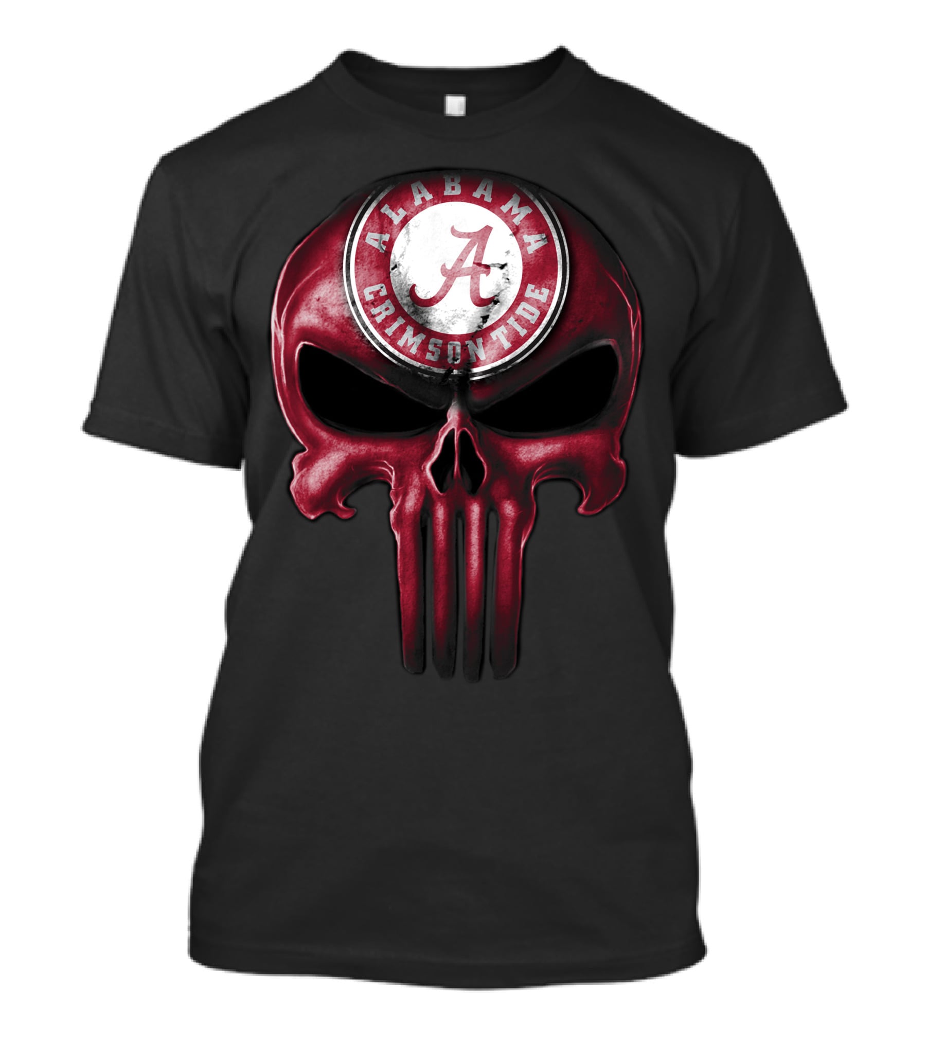 Skull Alabama Crimson Tide Logo Punisher Style T-Shirt