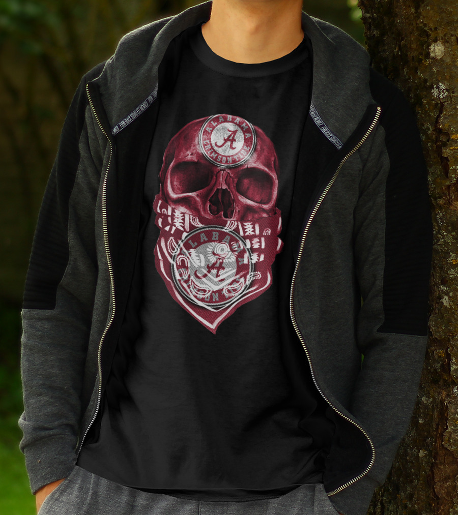 Skull Alabama Crimson Tide Bandana T-Shirt
