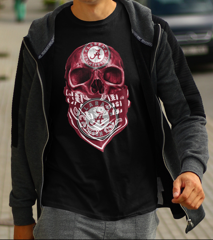 Skull Alabama Crimson Tide Bandana T-Shirt