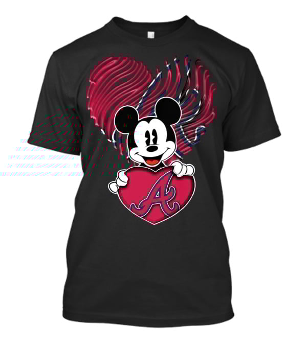 Mickey Mouse Atlanta Braves Heart T-Shirt