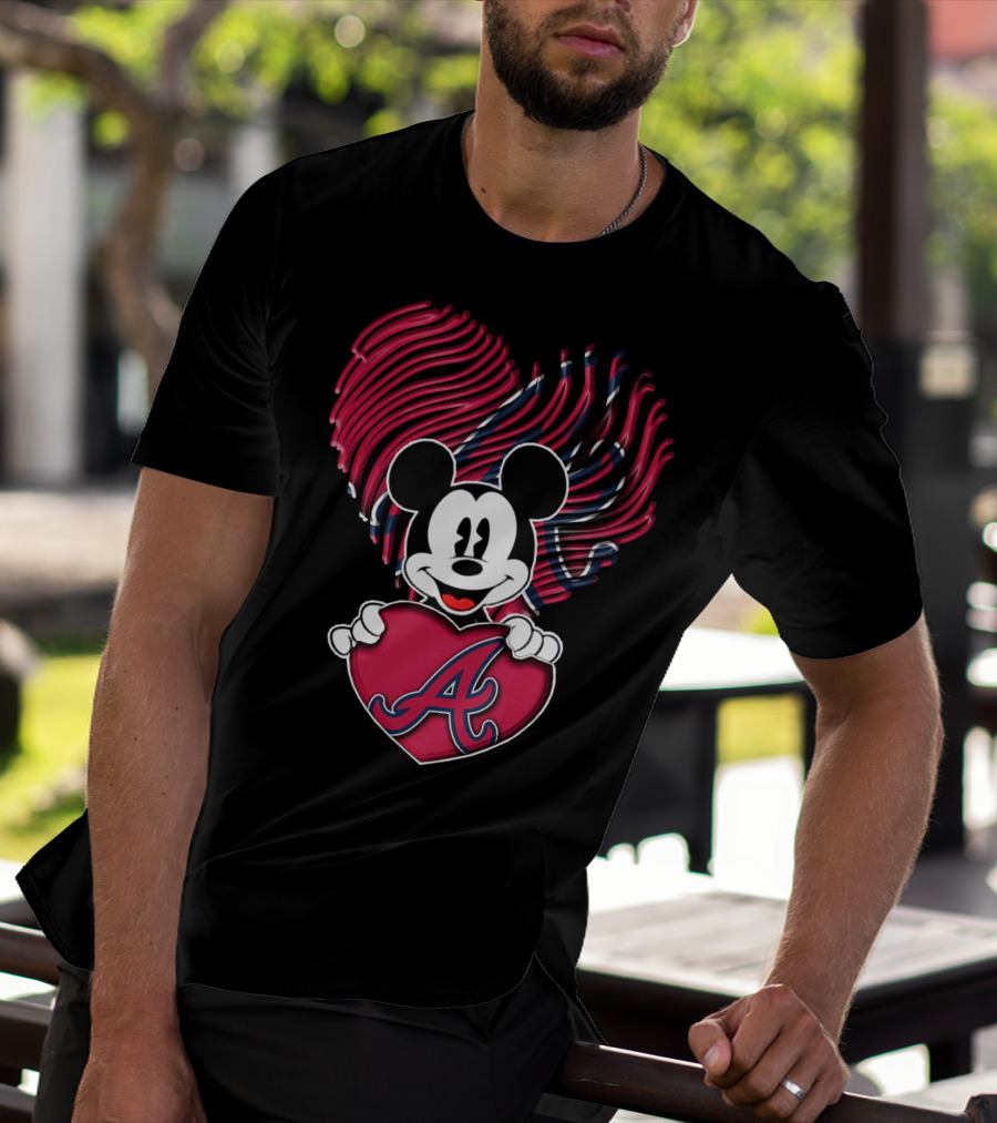 Mickey Mouse Atlanta Braves Heart T-Shirt
