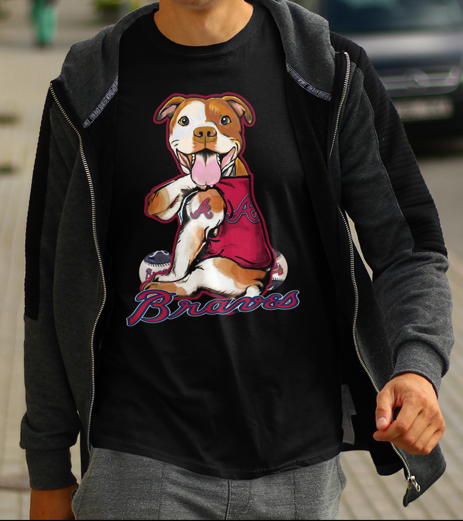 Atlanta Braves Pitbull Baseball Paw Fans T-Shirt