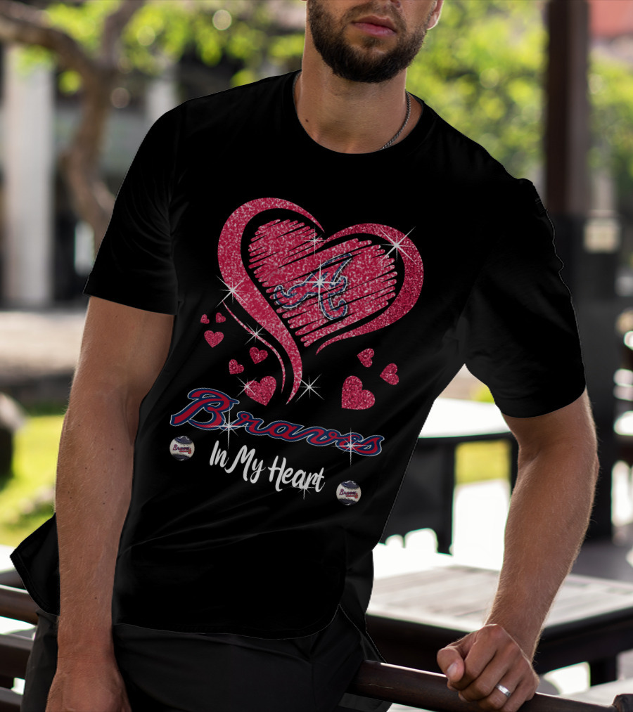 Braves In My Heart Sparkling Heart T-Shirt