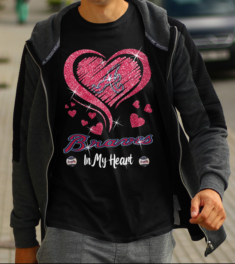 Braves In My Heart Sparkling Heart T-Shirt