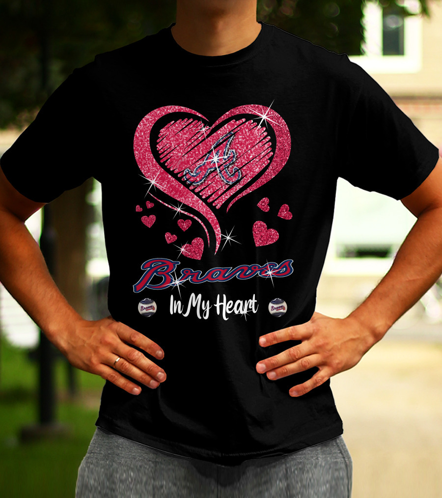 Braves In My Heart Sparkling Heart T-Shirt