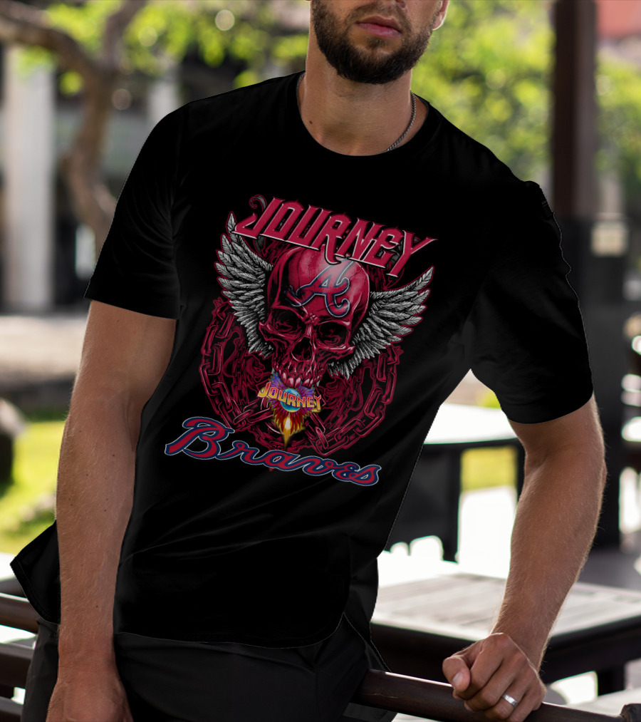 Journey Atlanta Braves Skull Wings T-Shirt