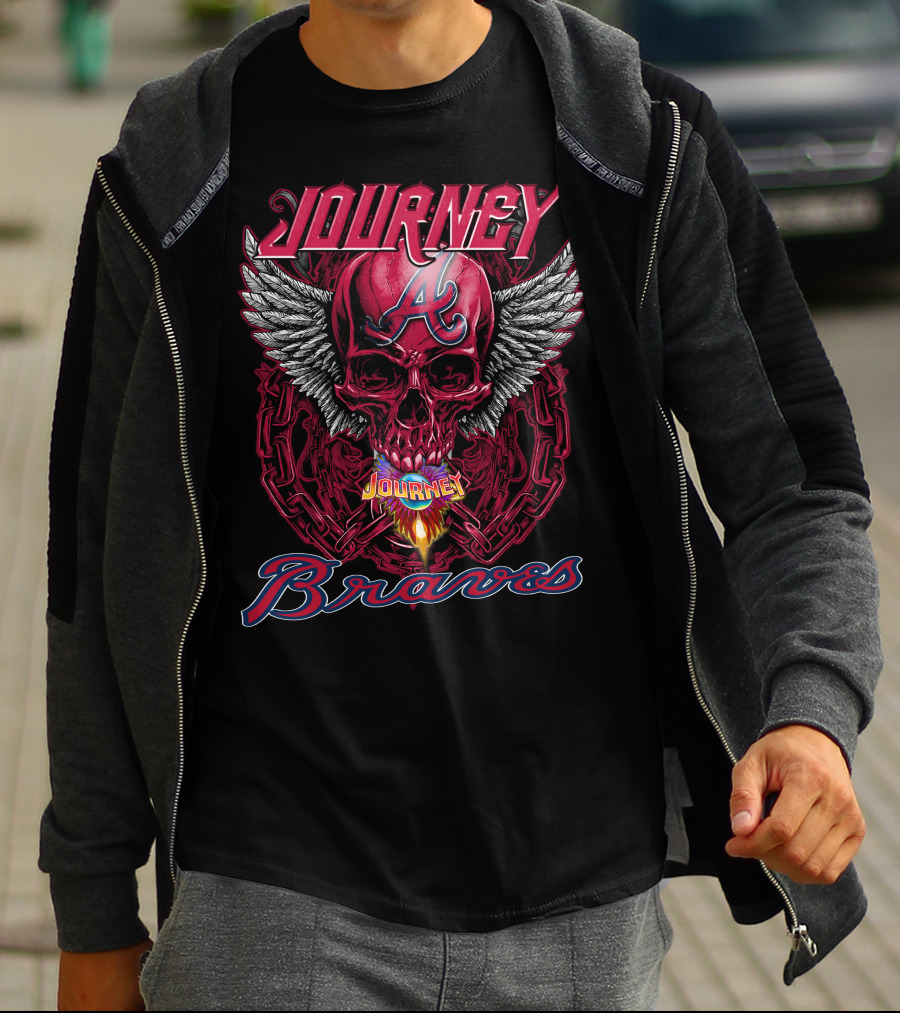 Journey Atlanta Braves Skull Wings T-Shirt