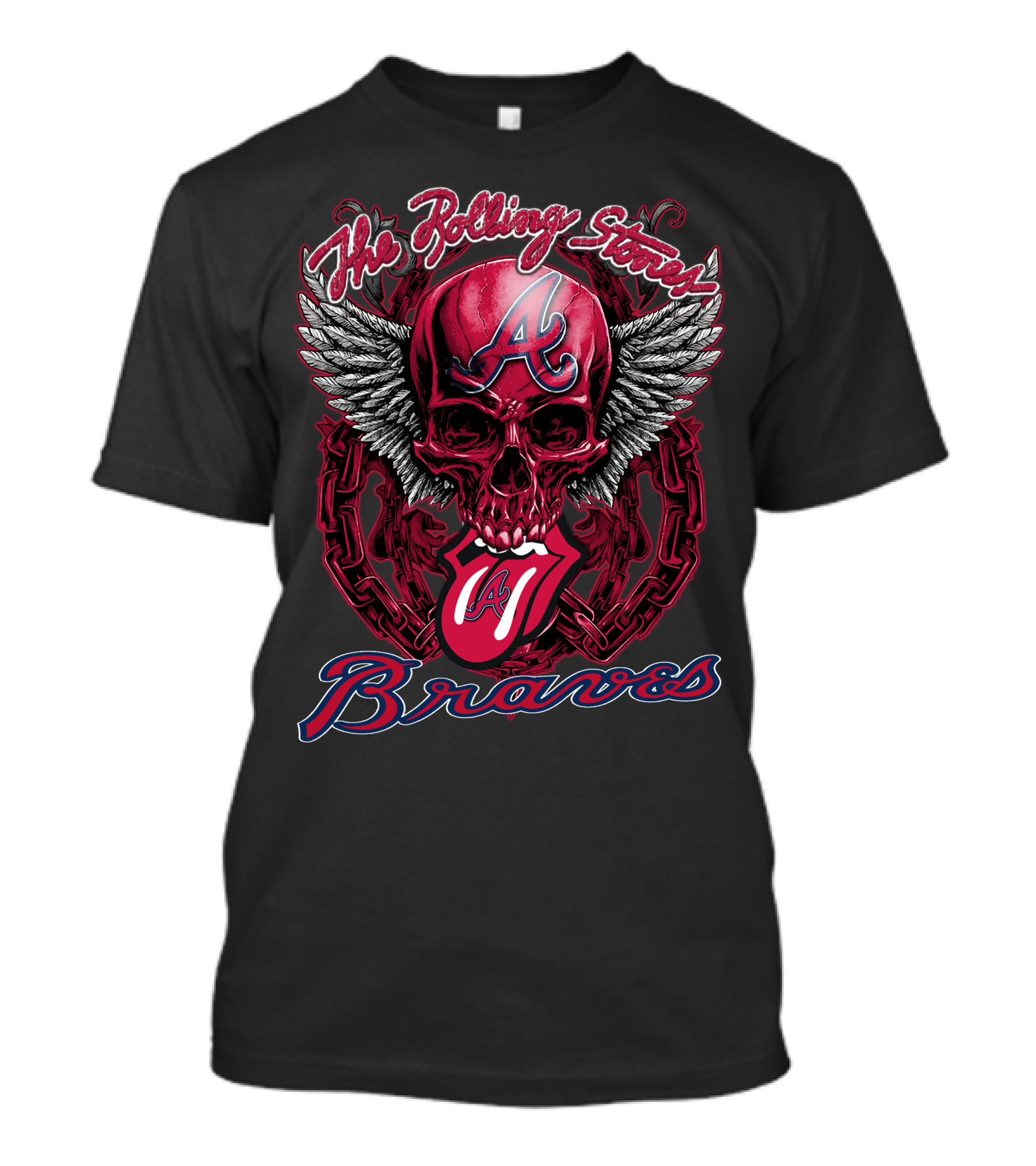 The Rolling Stones Atlanta Braves Winged Skull T-Shirt