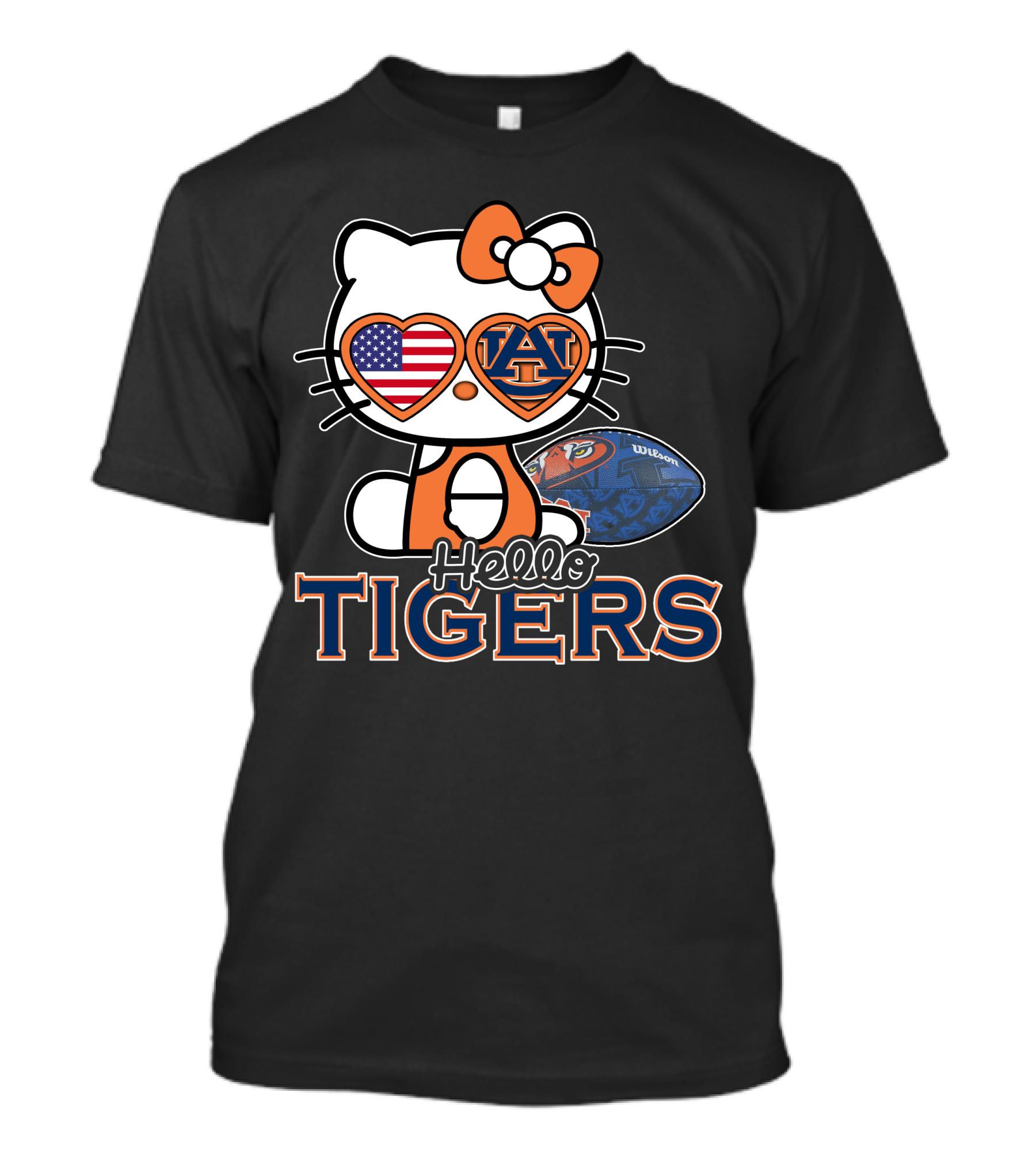 Hello Kitty Auburn Tigers Football American Flag T-Shirt