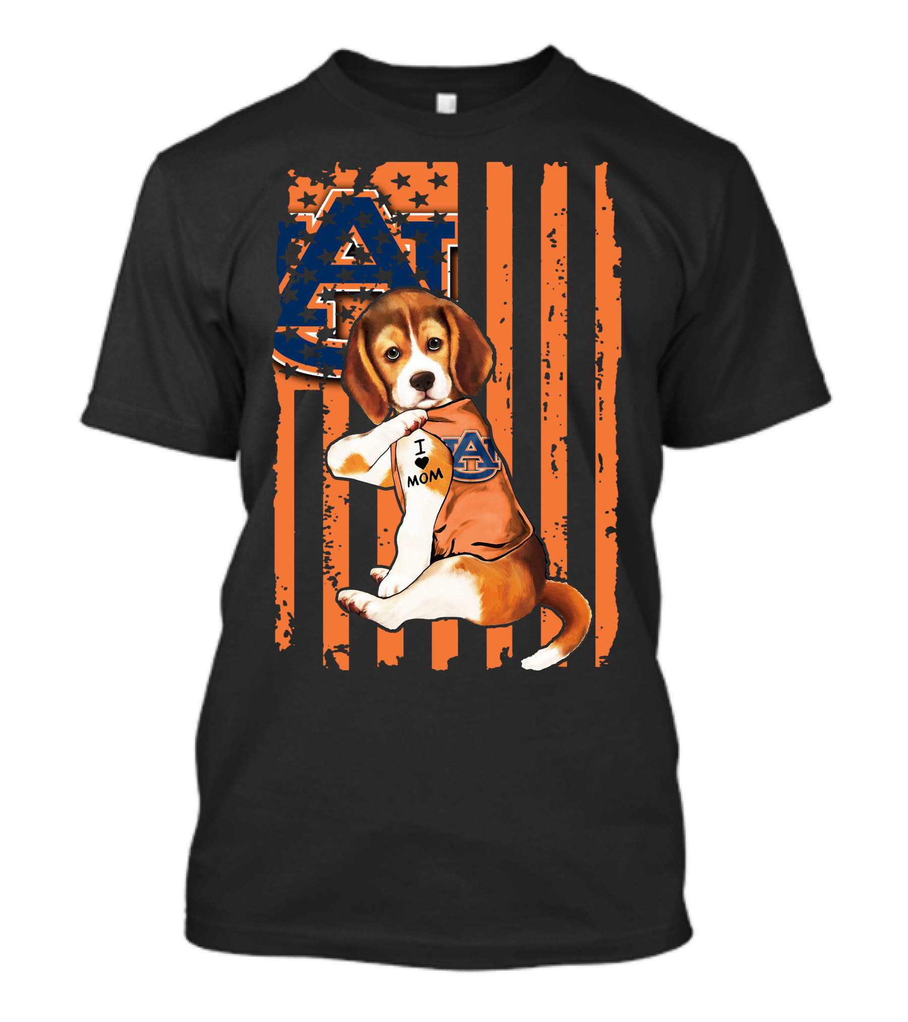 Auburn Tigers Beagle I Love Mom Pawtriotic T-Shirt