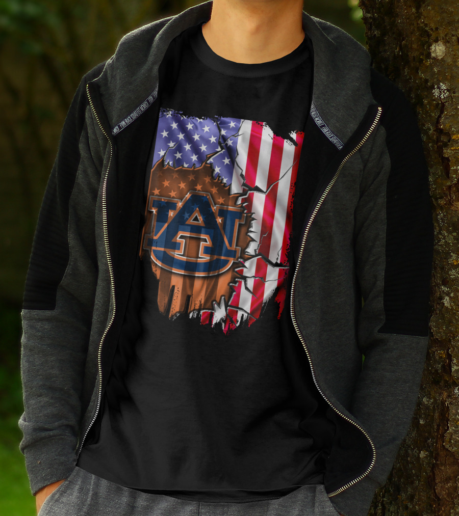 Flag V2 Auburn Tigers American Flag Vintage Style T-Shirt