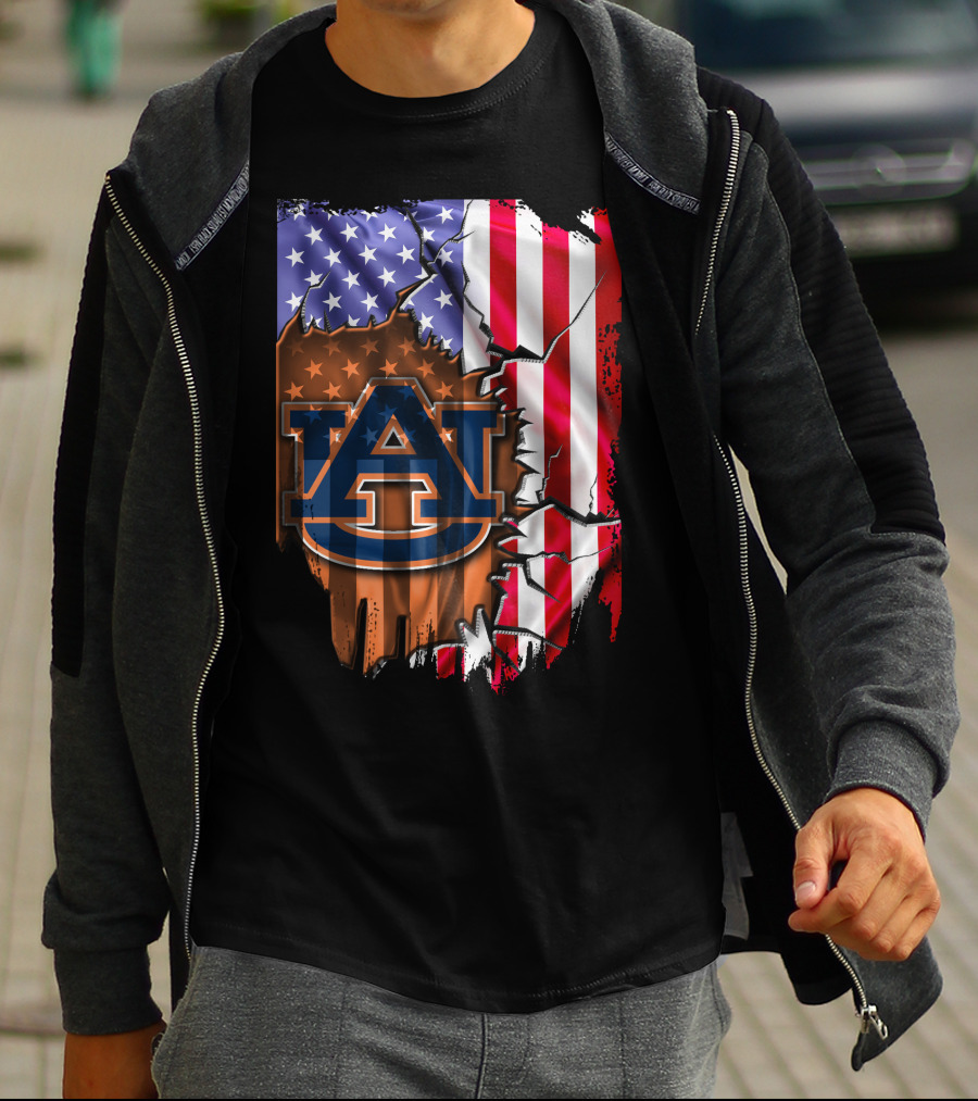Flag V2 Auburn Tigers American Flag Vintage Style T-Shirt