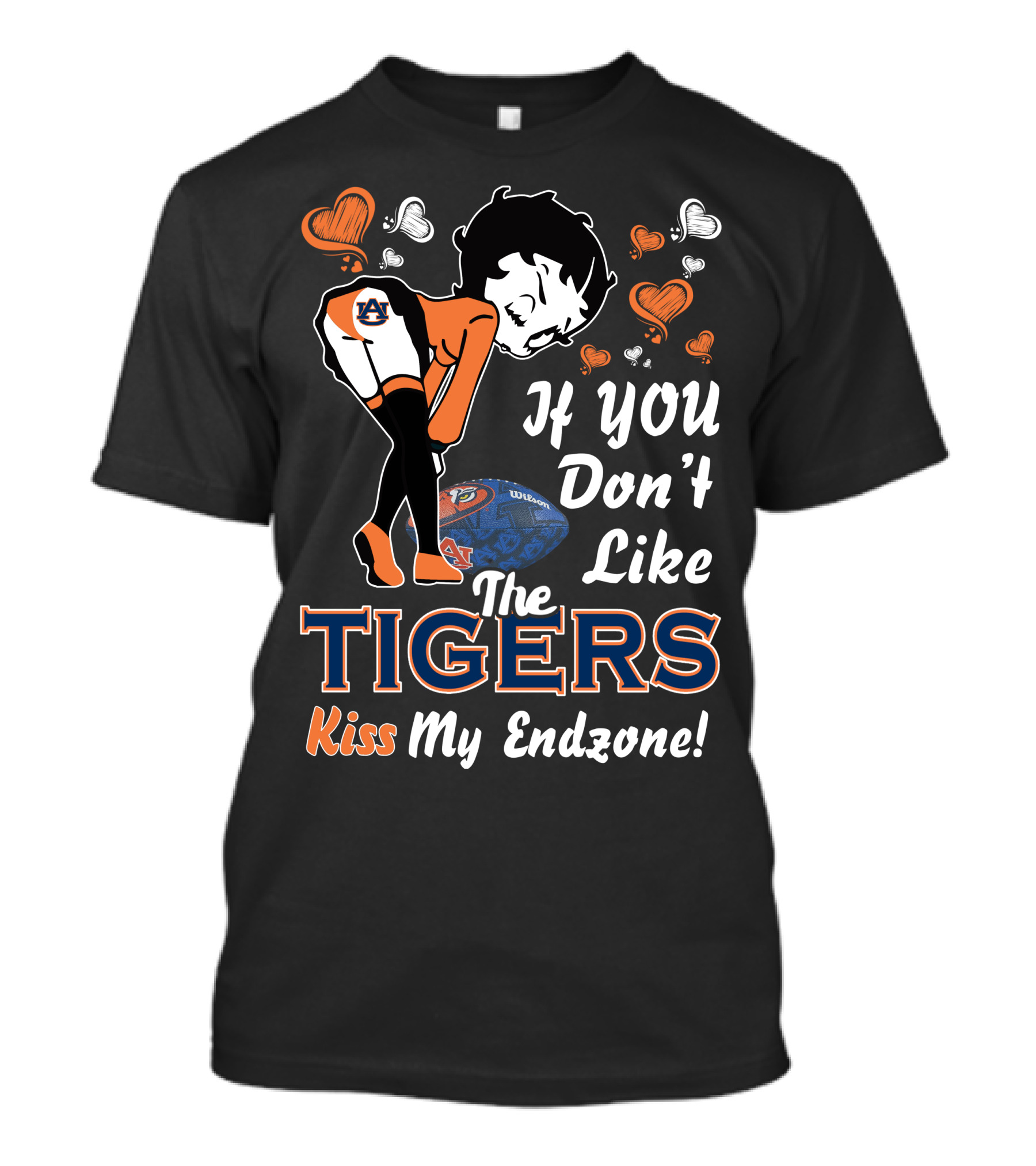 Auburn Tigers Betty Boop If You Don't Like The Tigers Kiss My Endzone T-Shirt