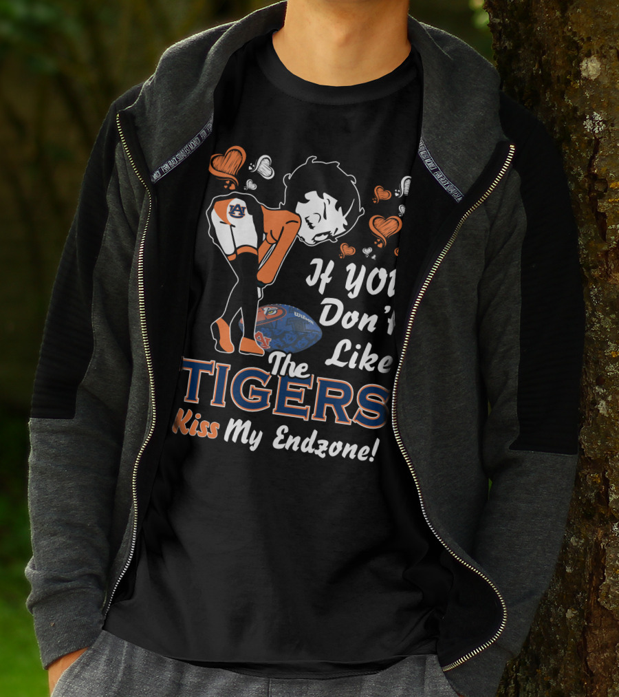 Auburn Tigers Betty Boop If You Don't Like The Tigers Kiss My Endzone T-Shirt