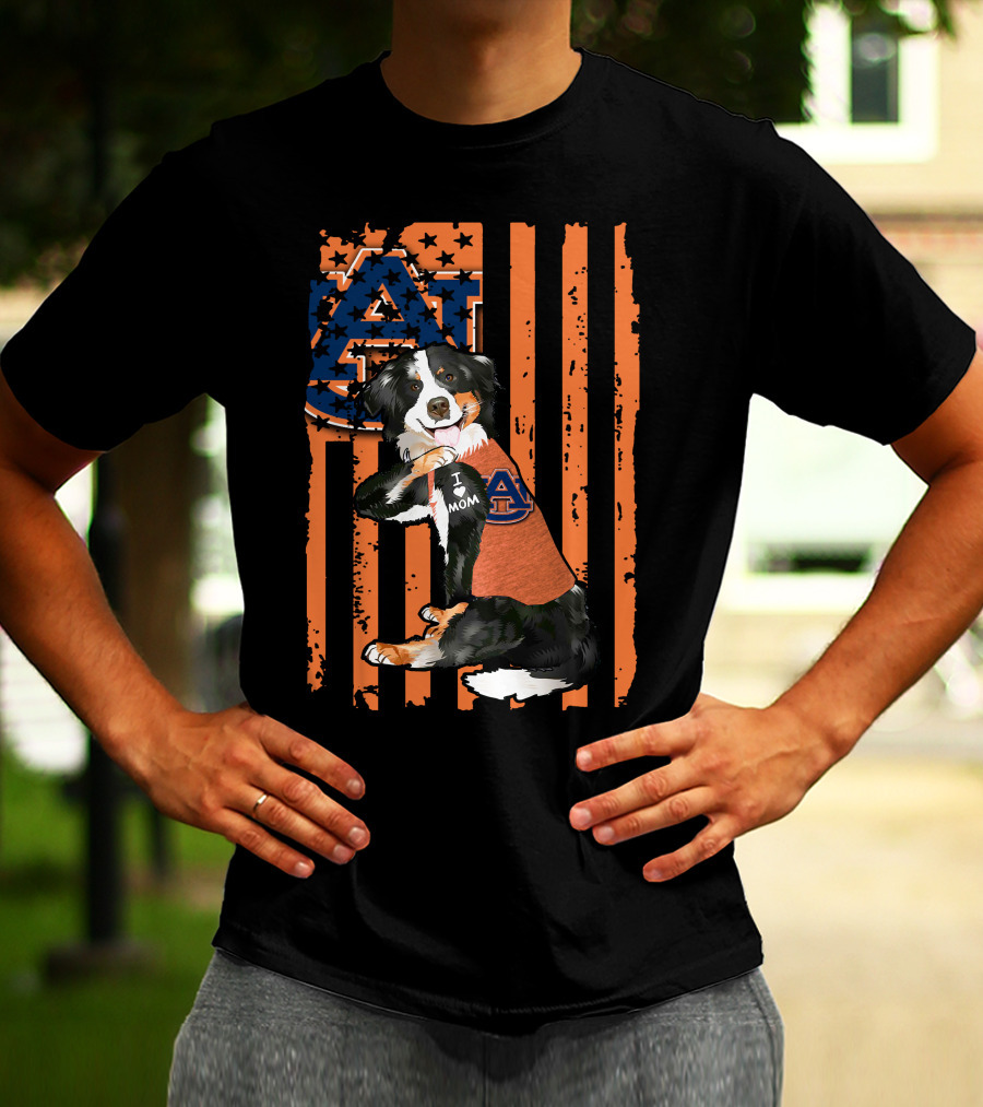 Border Collie Auburn Tigers I Love Mom Fan Pride T-Shirt