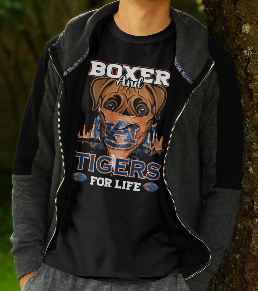 Boxer And Auburn Tigers For Life T-Shirt