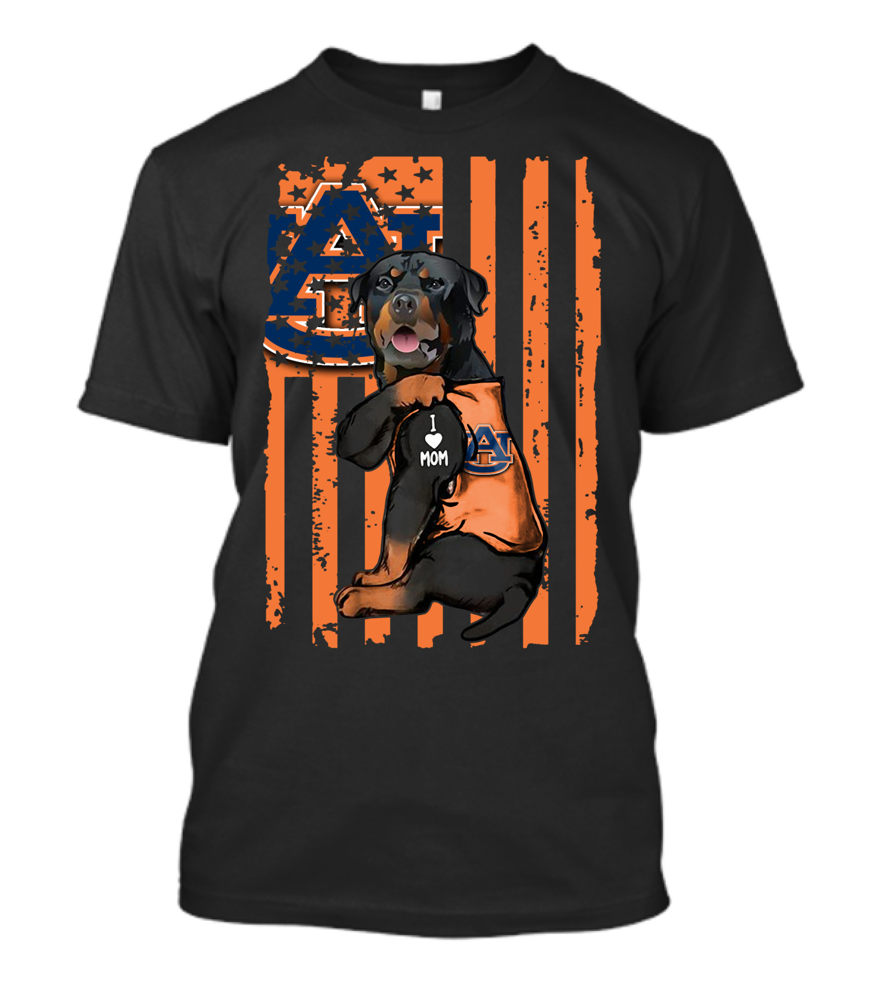 Rottweiler Auburn Tigers I Love Mom T-Shirt