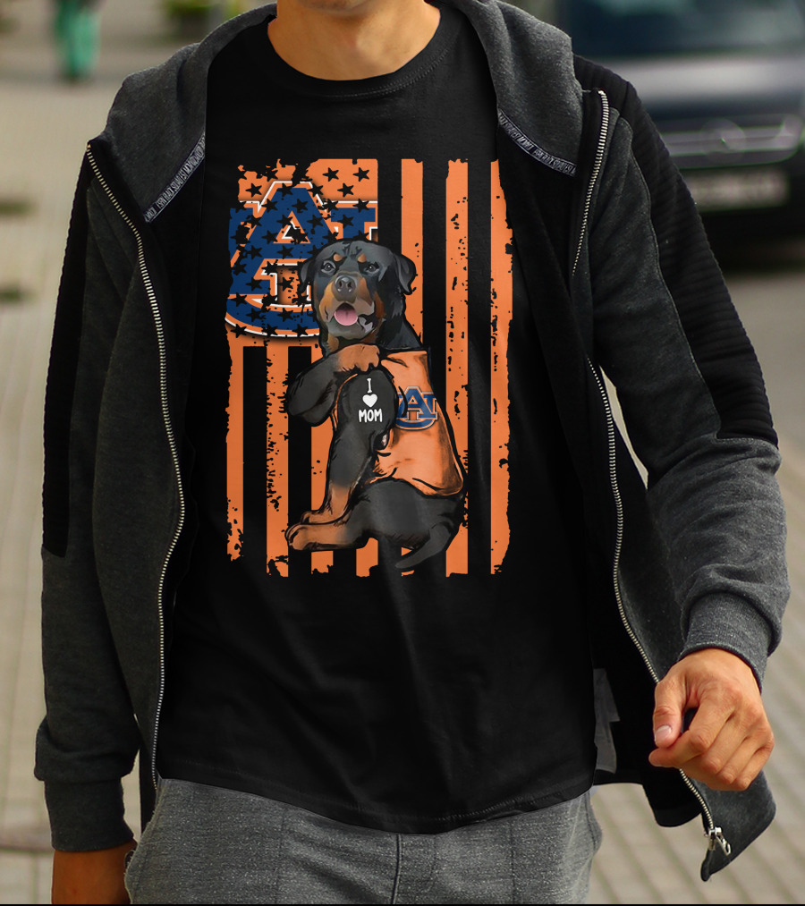 Rottweiler Auburn Tigers I Love Mom T-Shirt