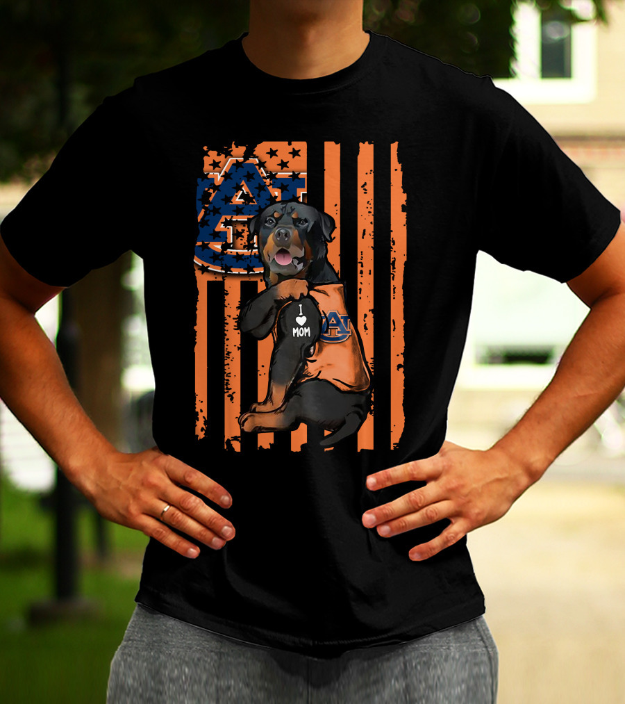 Rottweiler Auburn Tigers I Love Mom T-Shirt