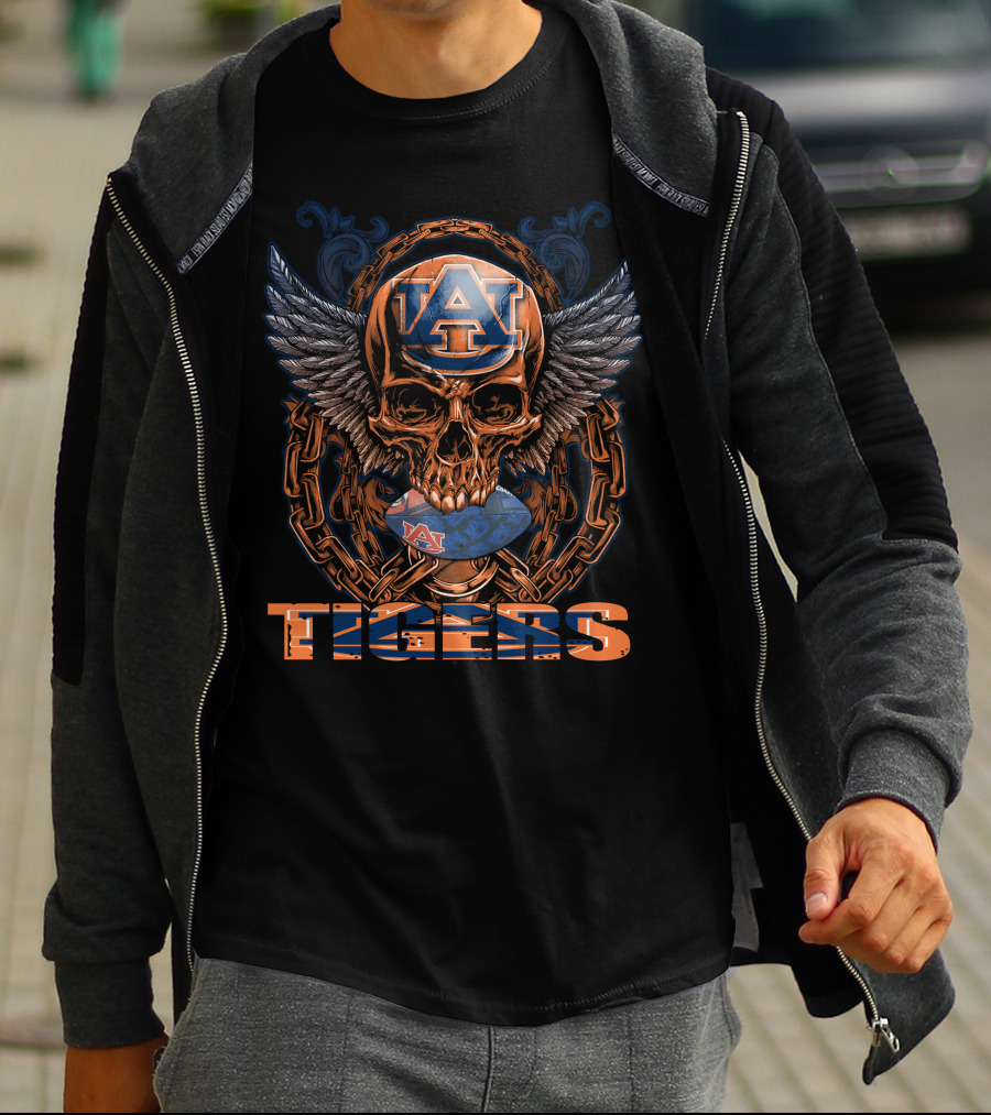 Auburn Tigers Skull With Chains And Wings T-Shirt