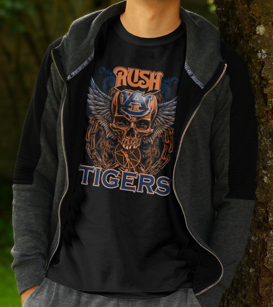 Rush Auburn Tigers Skull Wings Chains T-Shirt