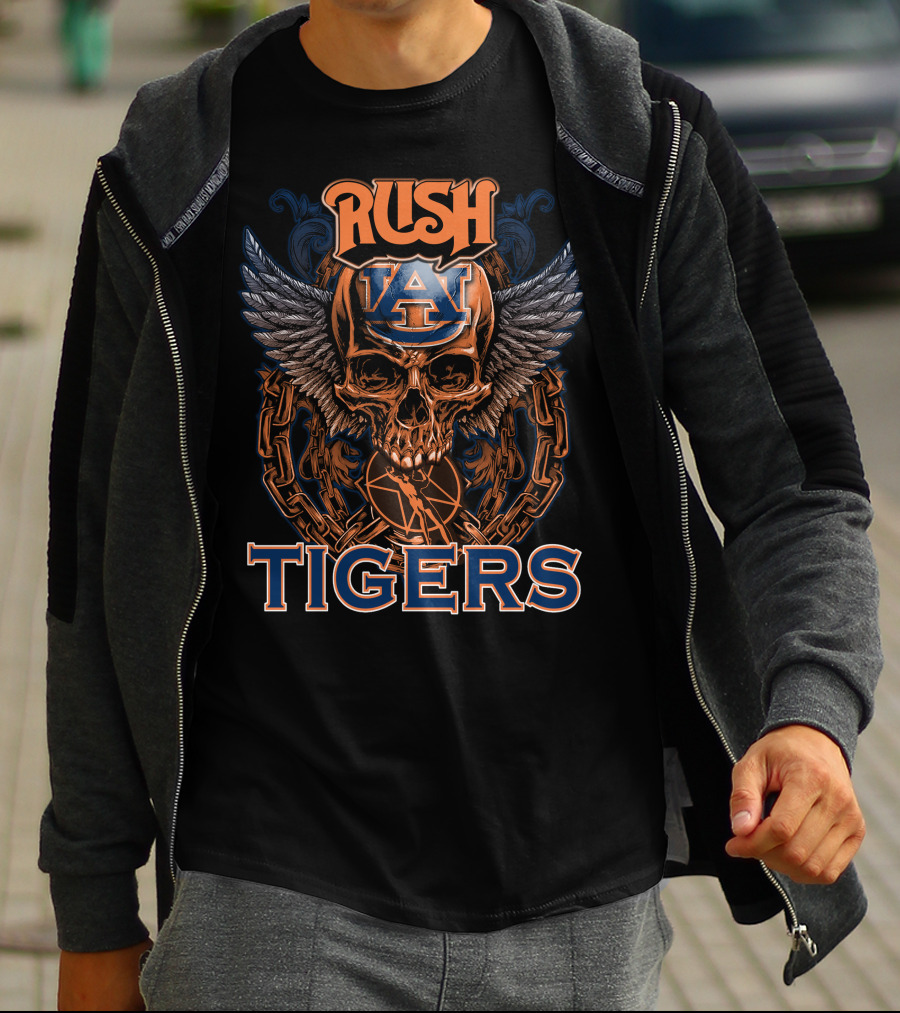 Rush Auburn Tigers Skull Wings Chains T-Shirt