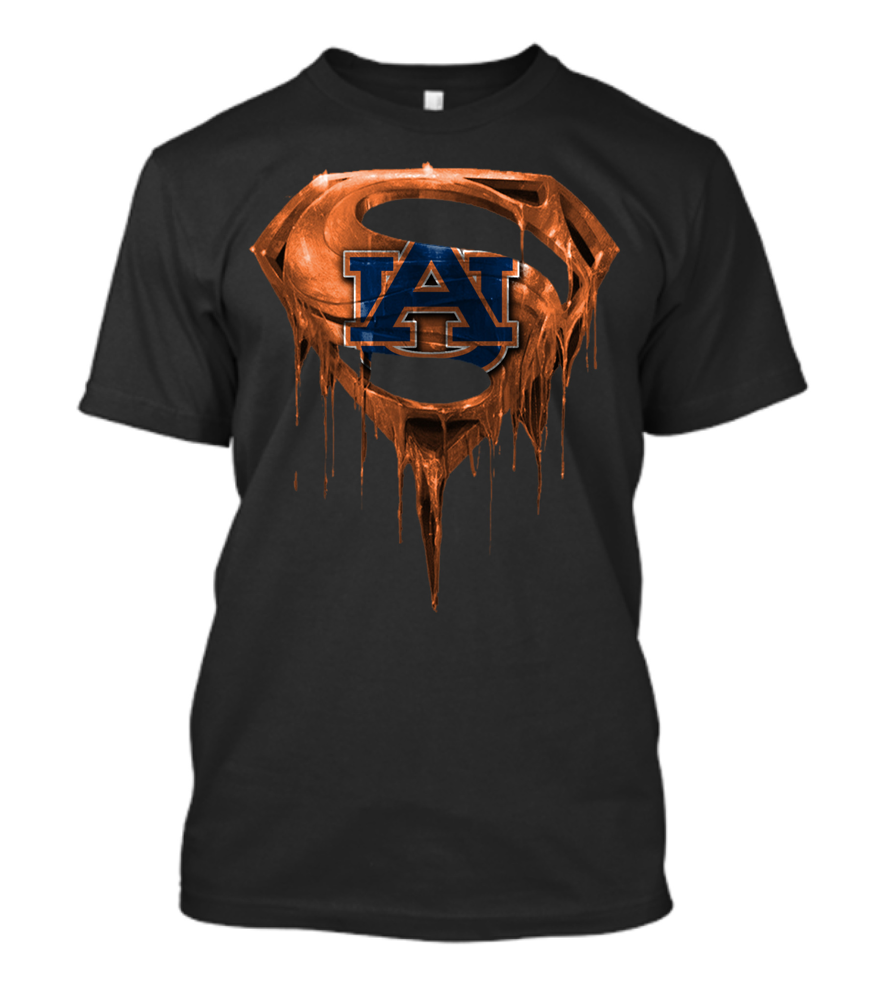 Auburn Tigers Au Logo Dripping Superhero Shield T-Shirt