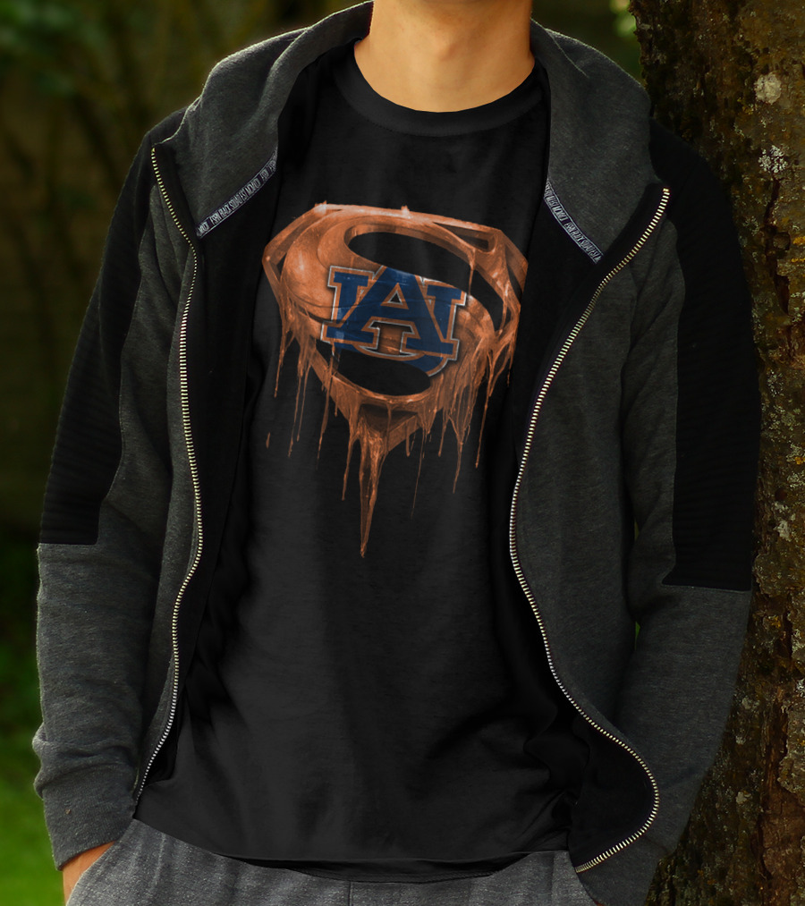 Auburn Tigers Au Logo Dripping Superhero Shield T-Shirt