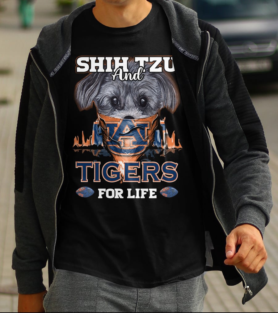 Shih Tzu And Auburn Tigers For Life T-Shirt