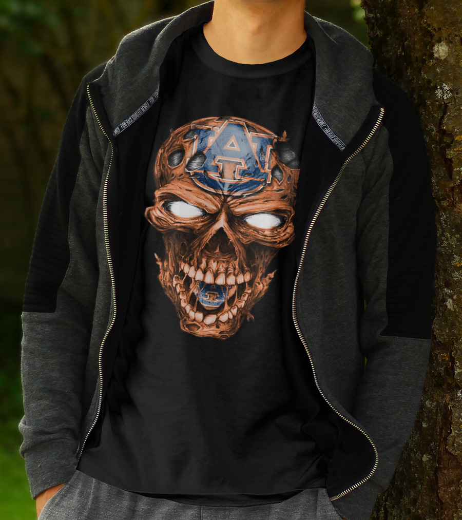 Skull V2 Auburn Tigers A Logo Horror T-Shirt