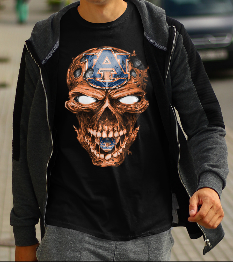 Skull V2 Auburn Tigers A Logo Horror T-Shirt