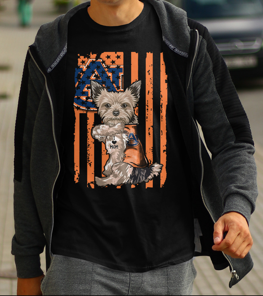 Yorkshire Terrier Auburn Tigers I Love Mom T-Shirt