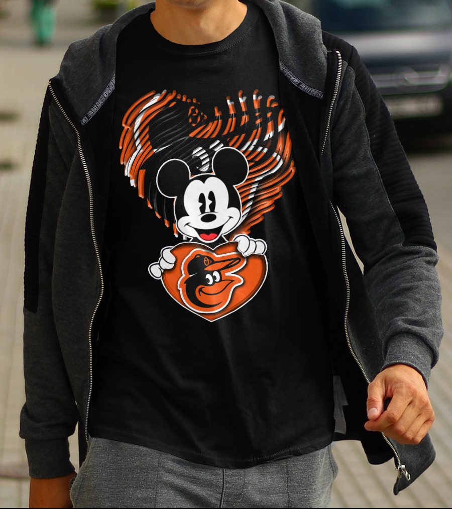 Mickey Mouse Heart Hands Baltimore Orioles T-Shirt