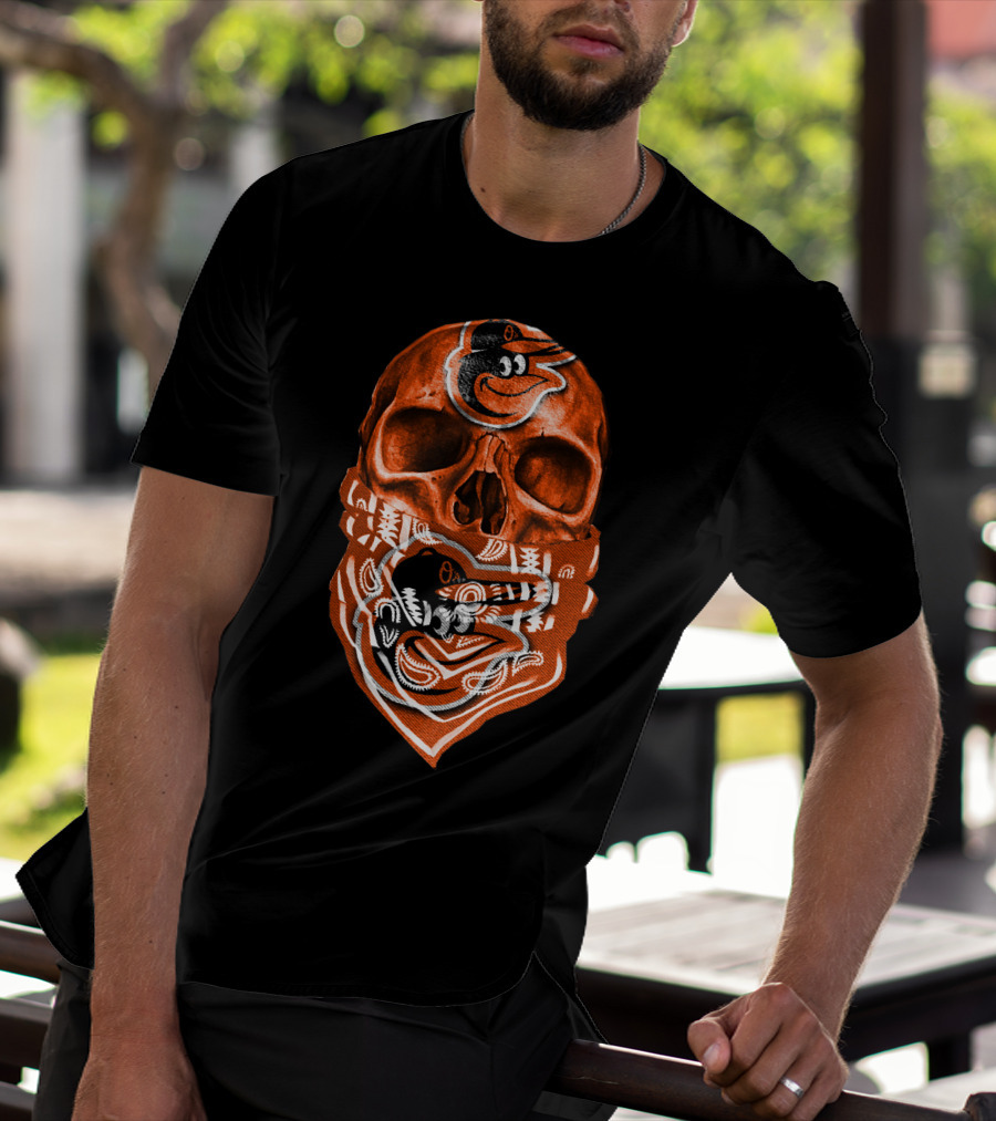 Skull Bandana V5 Baltimore Orioles T-Shirt