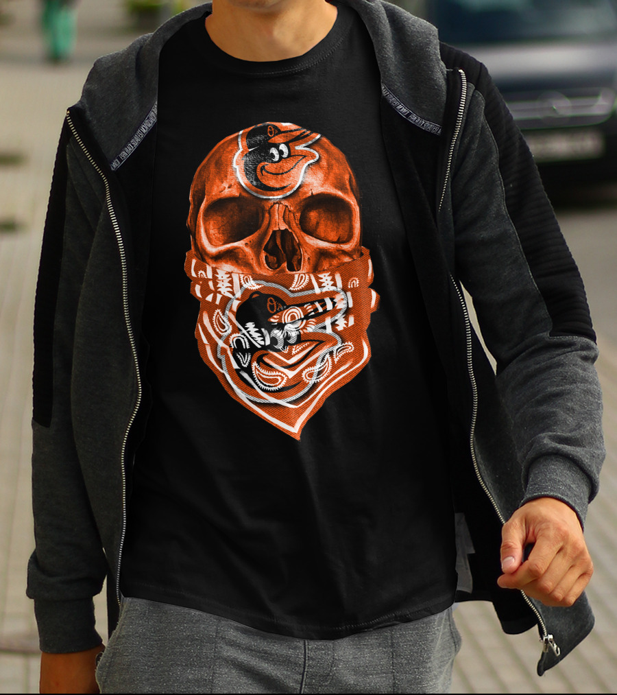 Skull Bandana V5 Baltimore Orioles T-Shirt