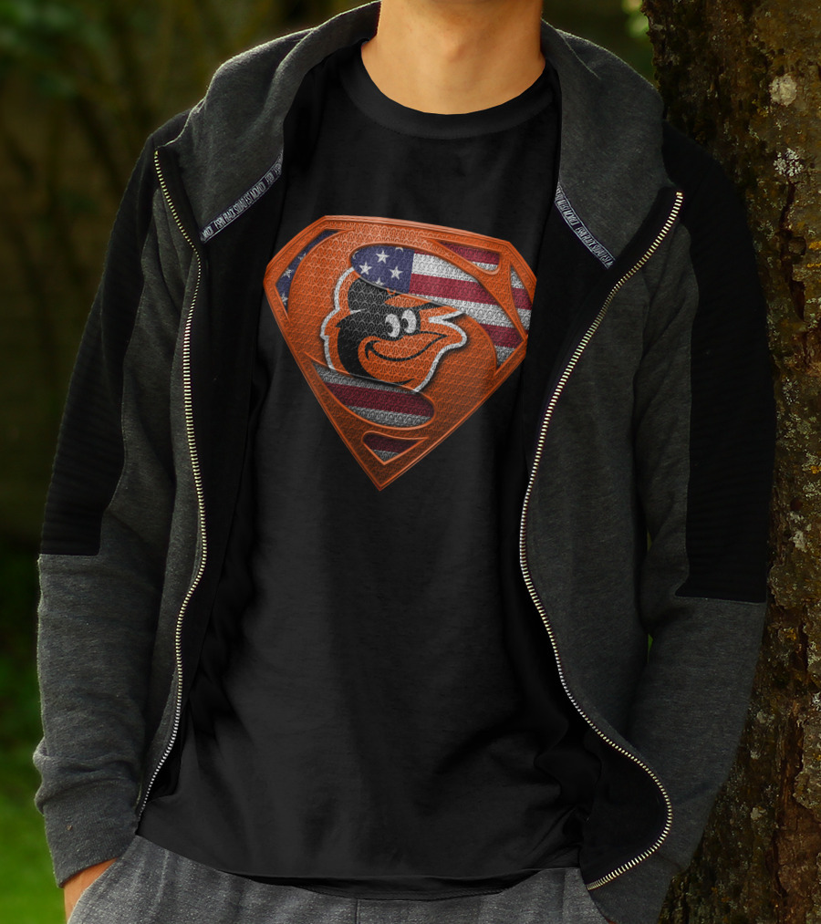 Superman Baltimore Orioles American Flag T-Shirt