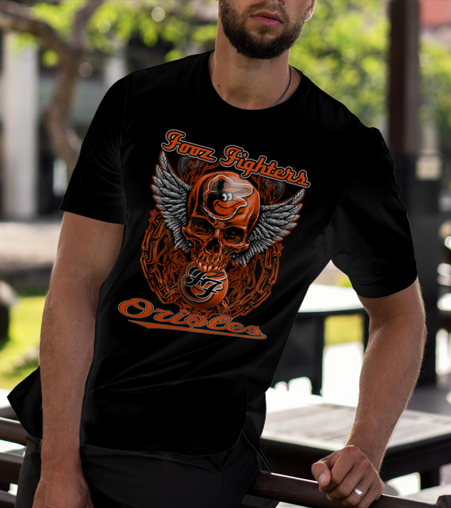 Foo Fighters Baltimore Orioles Skull Wings T-Shirt