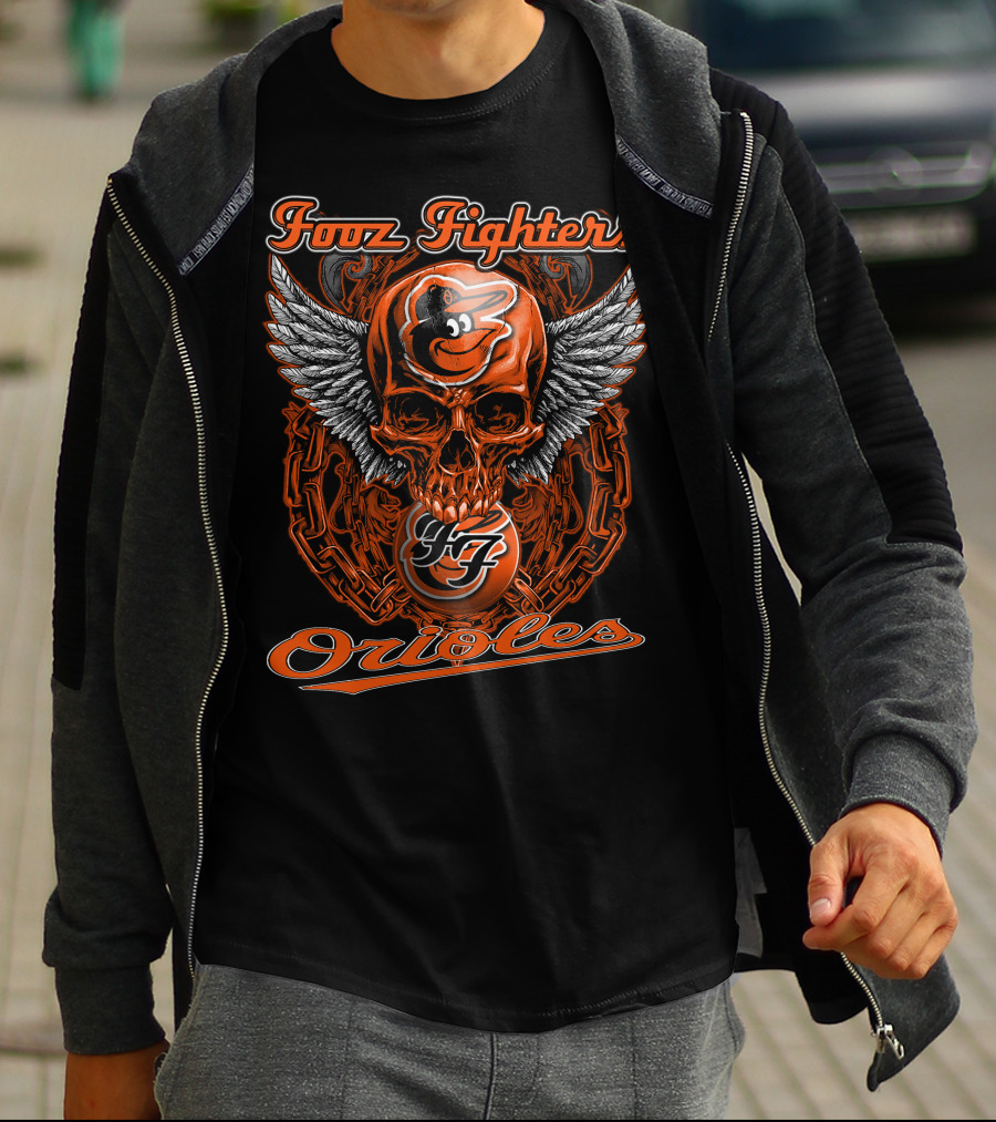 Foo Fighters Baltimore Orioles Skull Wings T-Shirt