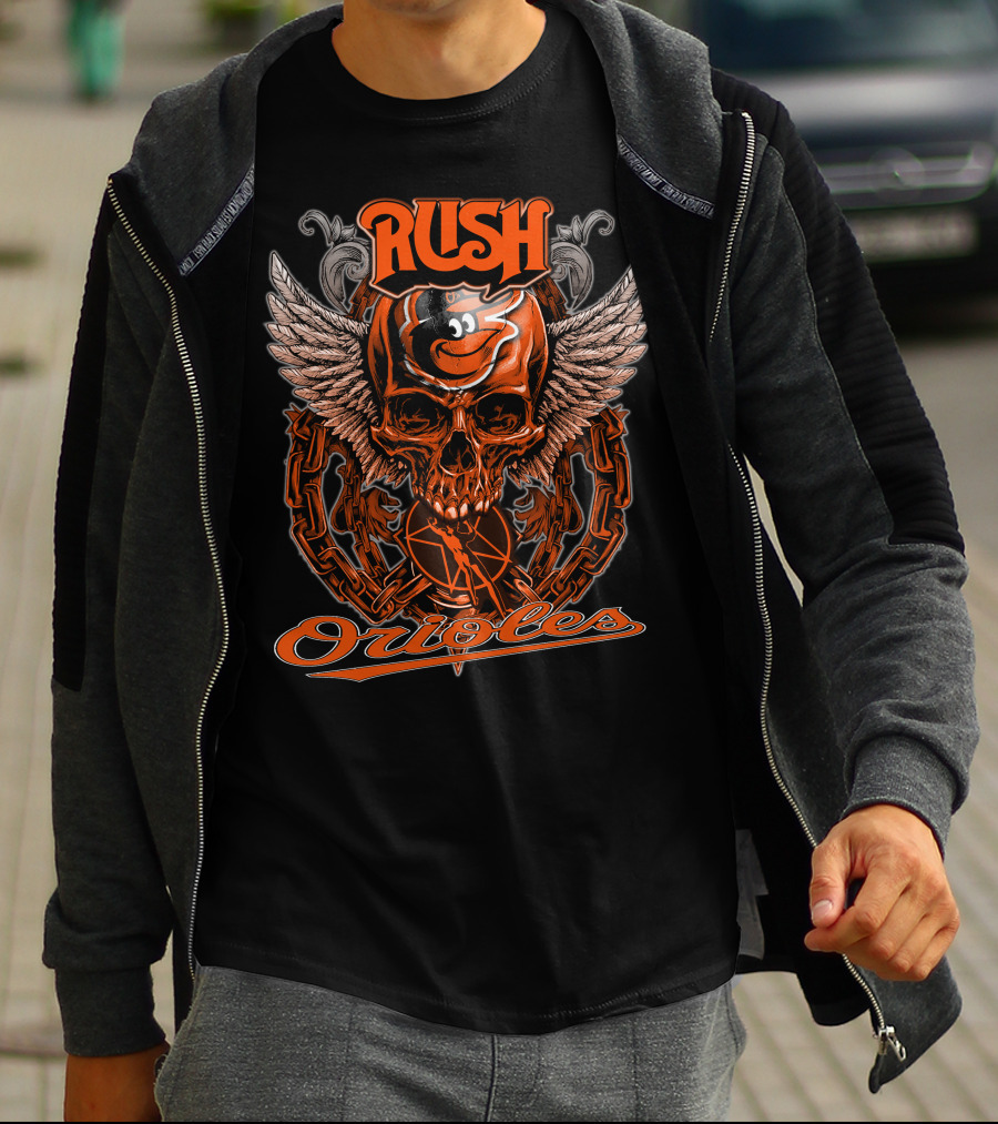 Rush Orioles Skull Wings Chain T-Shirt