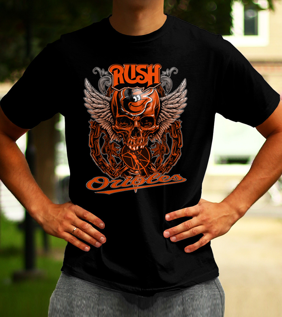 Rush Orioles Skull Wings Chain T-Shirt
