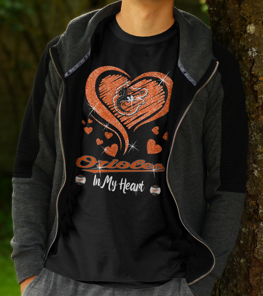 Orioles Heart Sparkle Baltimore Orioles In My Heart T-Shirt
