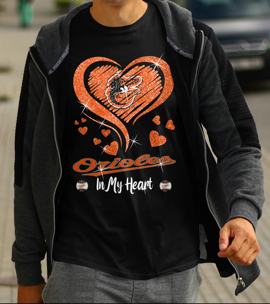Orioles Heart Sparkle Baltimore Orioles In My Heart T-Shirt